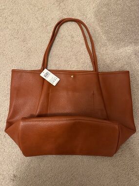 Oversized Tote Bag in Cognac Brown
